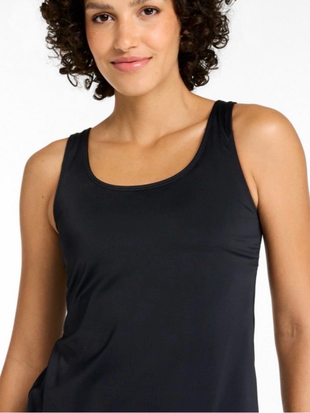 L.L. Bean Women's Black BeanSport Swimwear Scoop neck Tankini Top Size 10